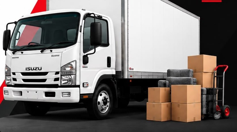 MTR Removals white removal truck with boxes and furniture
